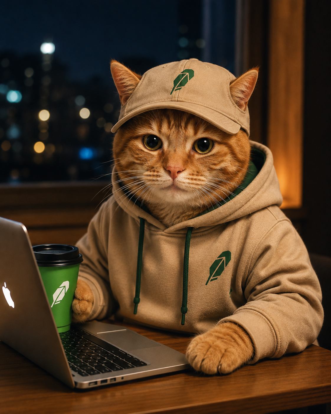 Felis Catus mascot — One more coffee, one more trade.